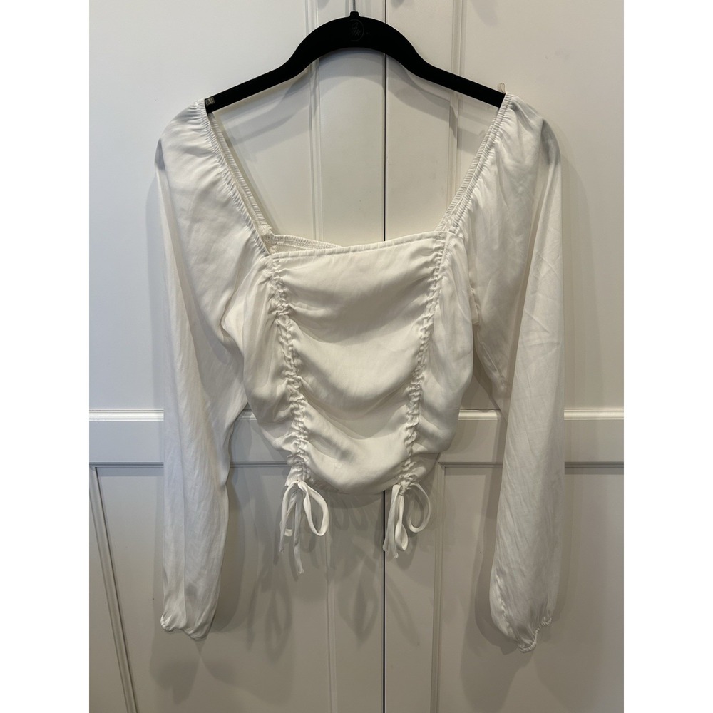 Lottie Moss Pacsun Long Sleeve Gathered Sides Cropped Top Peasant Sleeves Size S